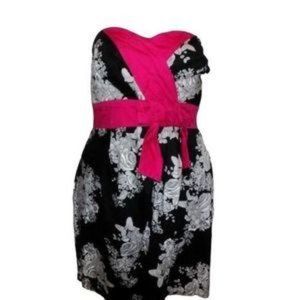 Torrid Plus Size 22w Sleeveless Summer Pinup Dress Black white Pink Floral Dress